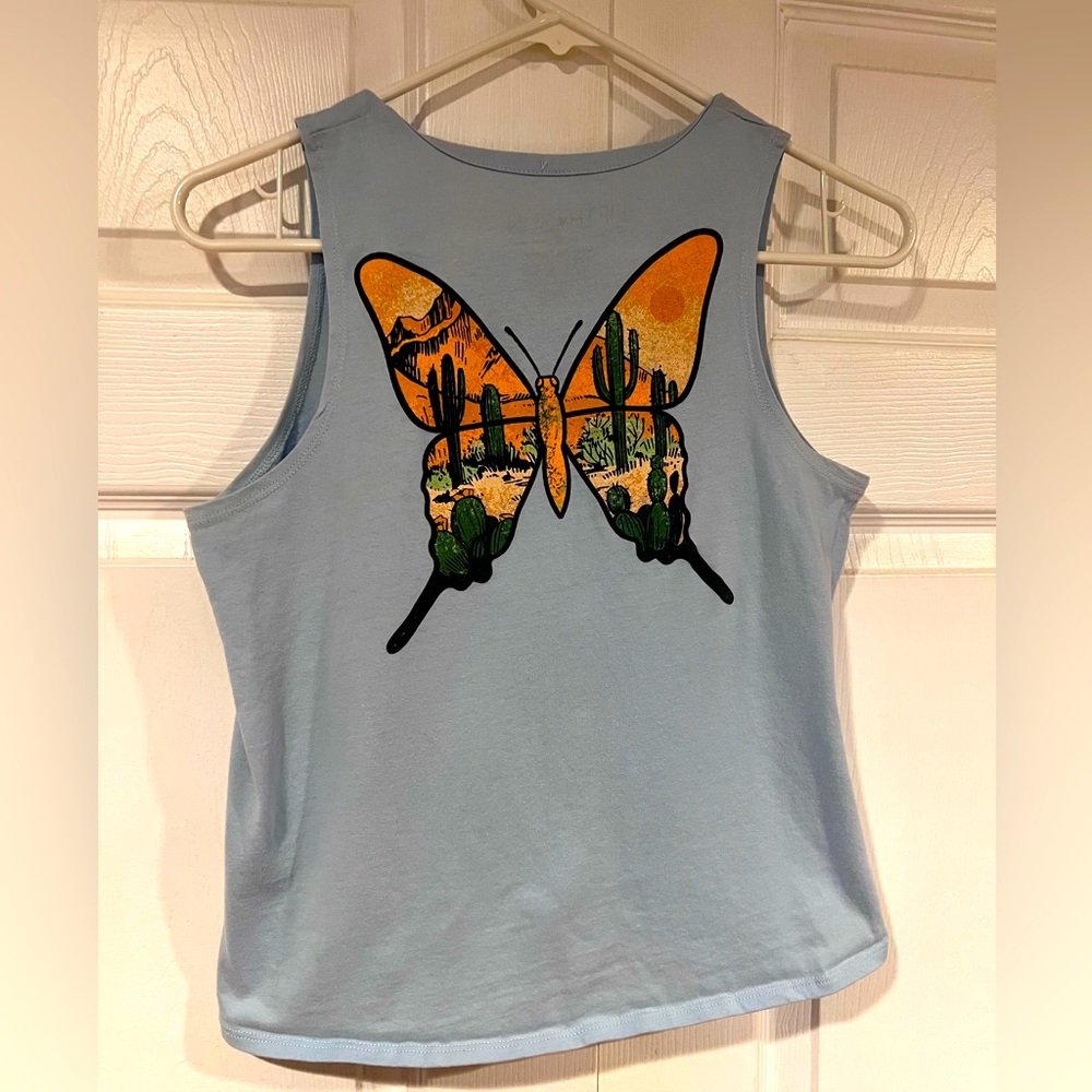 Fifth Sun tank top. Cactus & Butterfly